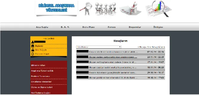 Şekil 3.8. Mesajlarım sayfası ekran görüntüsü 