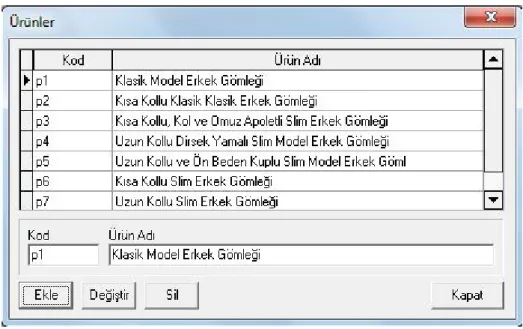 Şekil 19: Ürün Adı ve Ürün Bilgileri Giriş Menüsü 