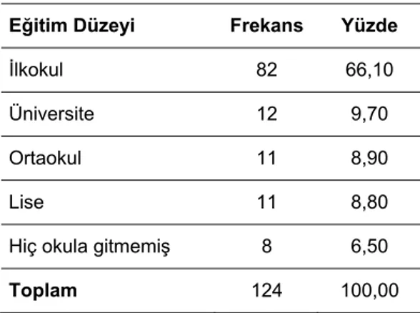 Tablo 1. Annenin eğitim düzeyi 