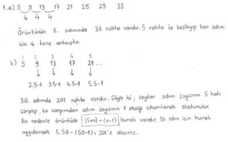 Şekil 36. Ö17’nin birinci soruya ilişkin çözümü 