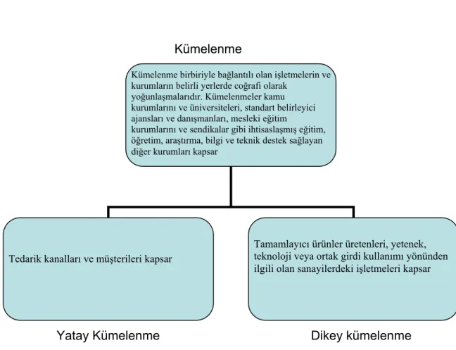 Şekil 1: Michael Porter‘a Göre Kümelenmenin Tanımlanması / Bölümlenmesi, 