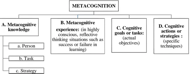 Figure  2.5.  Flavell’s  model  of  metacognition  (Adapted  from  Flavell,  J.  H.  (1979)