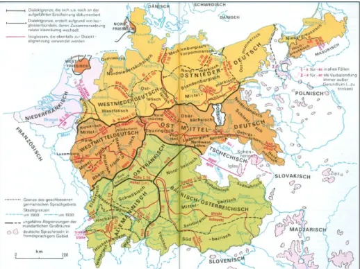 Abbildung 8: Karte: Sprachraum Deutsch nach König (1978) 
