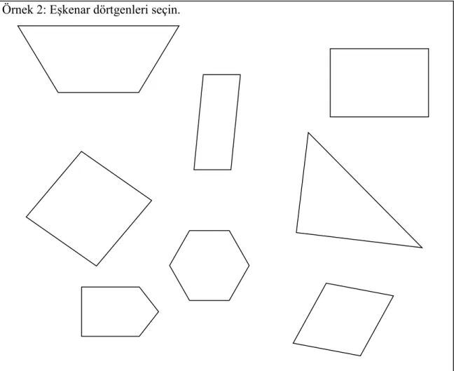 Şekil  2.Van  Hiele  1.  düzeyine  yönelik  örnek  2.  Baki,  A.  (2015).  Kuramdan  uygulamaya  matematik eğitimi