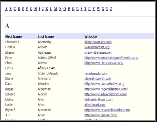 Şekil 7- Sanatçıların web siteleri   
