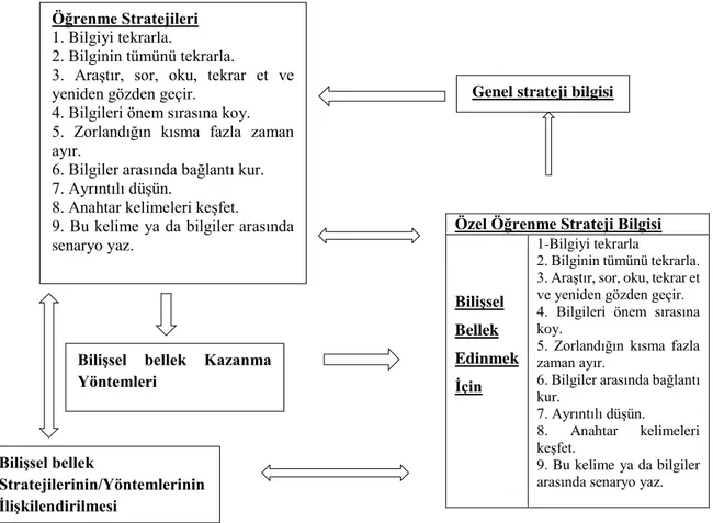 Şekil  4:  Bilişüstü  farkındalık  stratejilerinin  ilişkileri  ve  birbirine  karşı  durumları  (Gelen,  2003, s