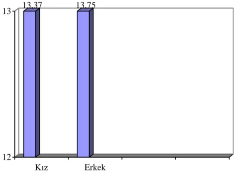 Şekil 4.5 Kız ve erkek öğrenci gruplarının CBT öntest ortalamaları grafiği 