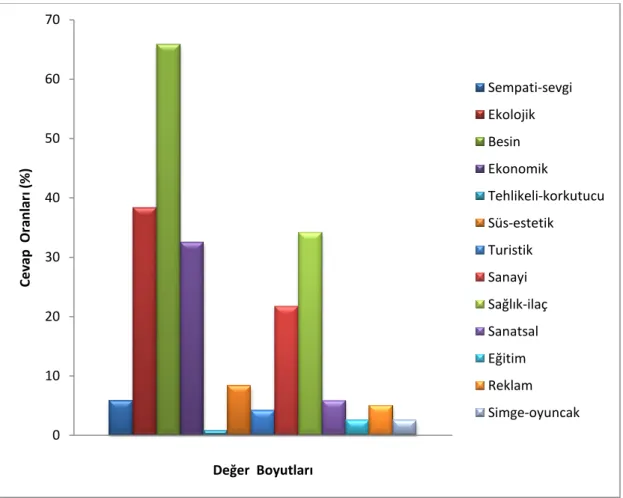 ġekil 4.1.2.7. Safran Bitkisi İçin Düşünülen Değer Boyutlarının Cevap Oranları 