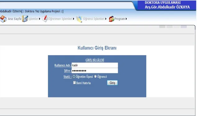Şekil 7.2. Kullanıcı Giriş Ekranı 