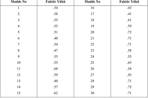 Tablo 2.3.1.2: Kitap Okuma Alışkanlığına Đlişkin Tutum Ölçeğinin  Madde Faktör Yükleri 