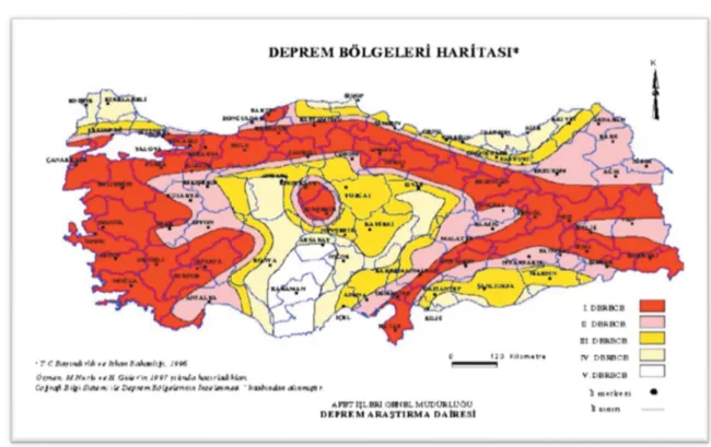 Şekil 1: Deprem Bölgeleri Haritası (2009: 18) 