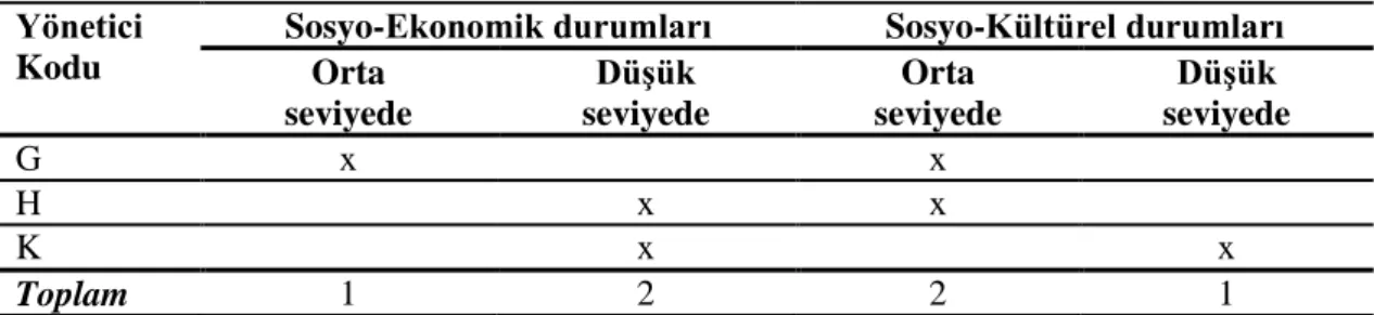 Tablo 4. Programa dâhil öğrencilerin ağırlıklı sosyo-ekonomik ve sosyo-kültürel  durumları 