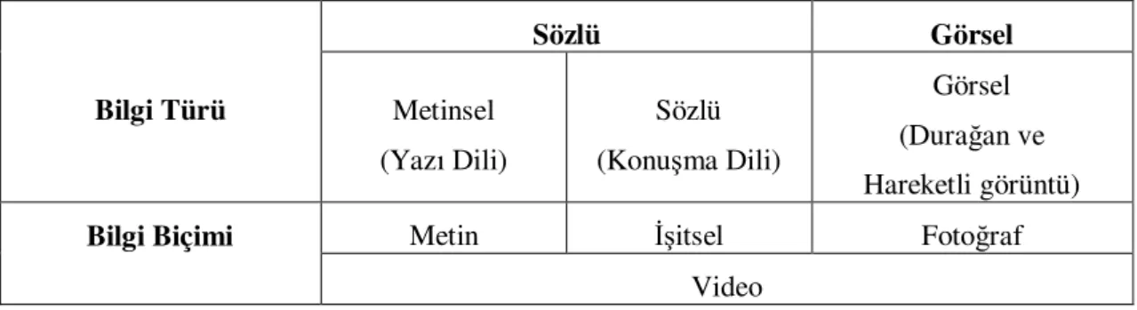 Şekil 10: Bilgi türleri ve eAAĐ’de kullanım biçimleri (Lee ve Tussyadiah, 2010) 