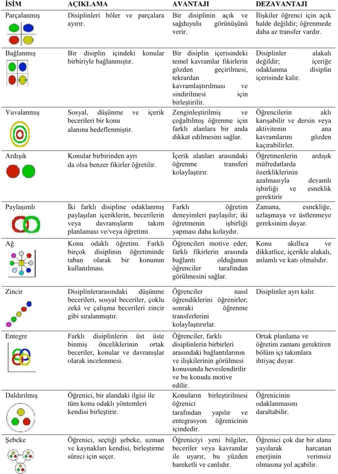 Tablo 1. Fogarty’nin Entegre Program Modeli 