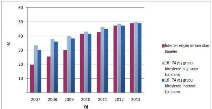 Şekil 1. Türkiye ‘De İnternete Erişim İmkânı Oranları  (Kaynak: TUİK)