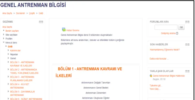Şekil 3.3. Ders ekranı 