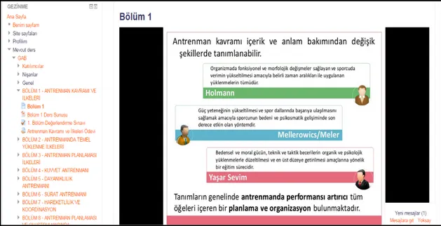 Şekil 3.5. Bölüme ait sunu görüntüsü ekranı 