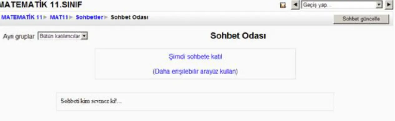 Şekil 13. Sohbet Odası Giriş Ekranı 