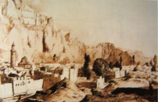 Şekil  1 : Eski Van şehrinin kaleden görünüşünü anlatan gravür resim.   