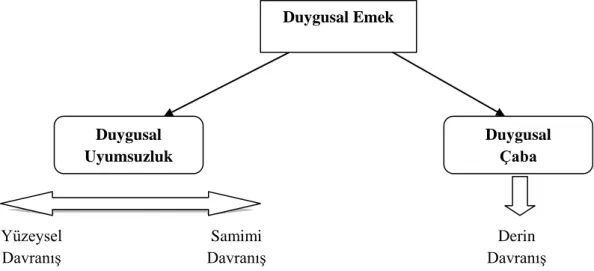 ġekil 1. Duygusal Emek Modeli  Kaynak: BaĢbuğ vd., 2010:257 