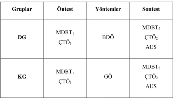 Tablo 2.1. Çalışmanın Deneysel Planı 