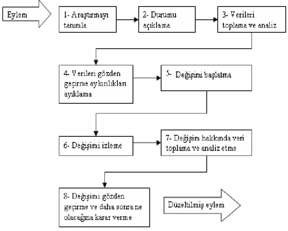 Şekil 3. 1: Eylem Araştırmasının Basamakları (Bassey, 1988; Akt.: Köklü, 2001: 40) 