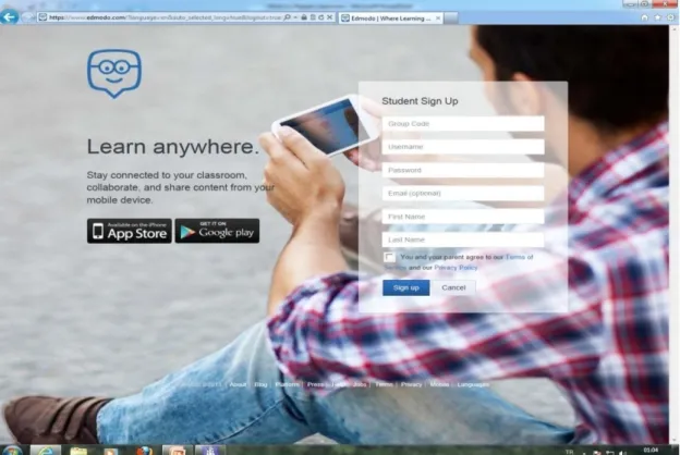 Figure 8.  Student Sign Up Web-Page of Edmodo 