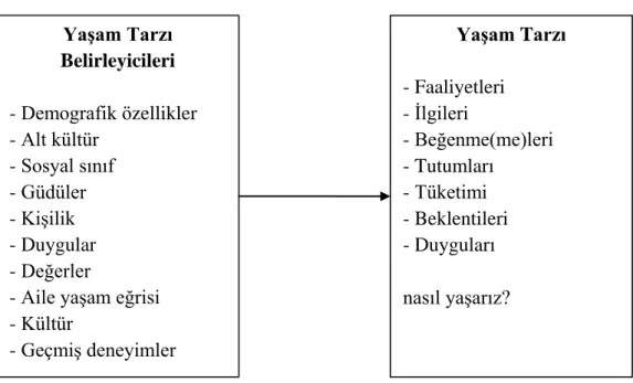 ġekil 3. YaĢam Tarzı Belirleyicileri ve YaĢam Tarzı  Kaynak: Hawkins vd., 2004, s. 429 