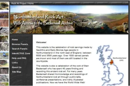 Şekil 8. Beckensall’s Northumberland Kaya Sanatı Arşivi Web Sitesi Giriş Sayfası 