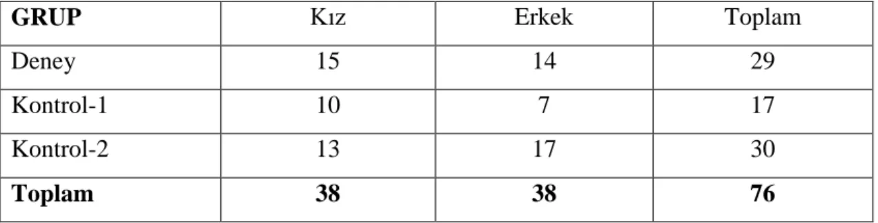Tablo 3.3.1. AraĢtırmaya Katılan Öğrenciler 