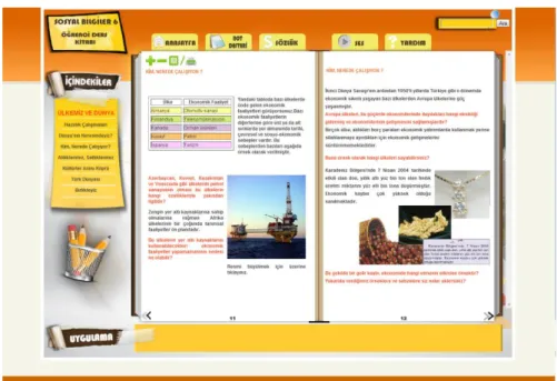 Şekil 8. Etkileşimli E-Kitap – İçerik Sayfası 