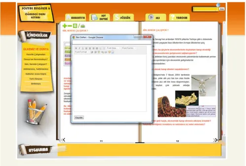 Şekil 9. Etkileşimli E-Kitap – Not Defteri 