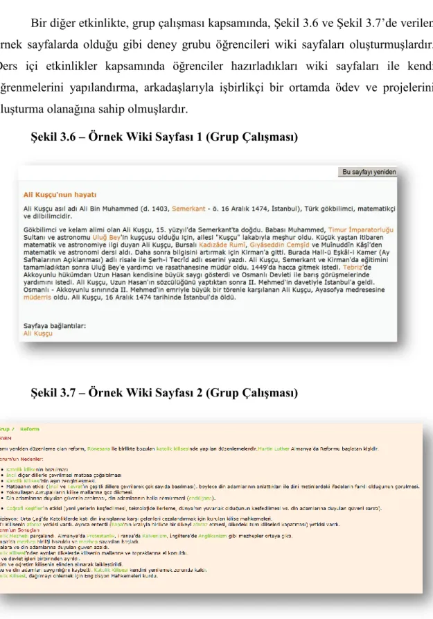 ġekil 3.6 – Örnek Wiki Sayfası 1 (Grup ÇalıĢması) 