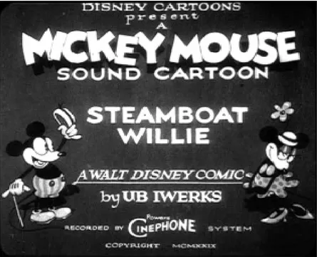 Şekil 8. Walt Disney'in Buster Keaton'un &#34;Steamboat Bill Jr.&#34; İsimli Filmini Hicvettiği &#34;Steamboat  Willie&#34; İsimli Mickey Mouse Filmi (Wikipedia, 2011).
