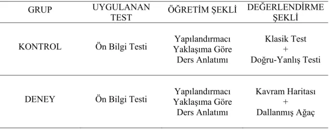 Tablo 6. Araştırma Modeli  