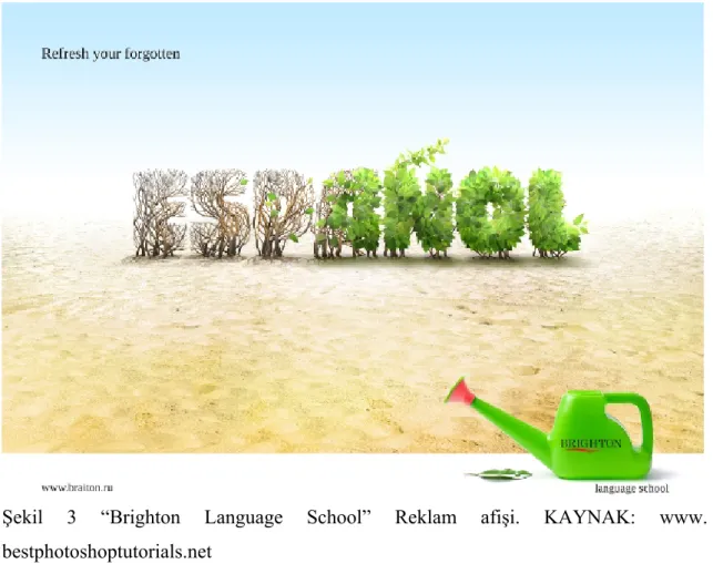 Şekil 3 “Brighton Language School” Reklam afişi. KAYNAK: www.  bestphotoshoptutorials.net 