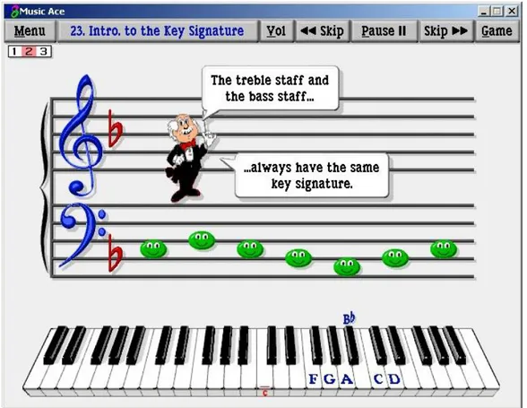 Şekil  6.  Music  Ace  yazılımında  müzik  teorisi  çalışmaları.  http://diazi.ism- http://diazi.ism-online.org/files/2011/05/ssmusicace2.gif  sayfasından erişilmiştir