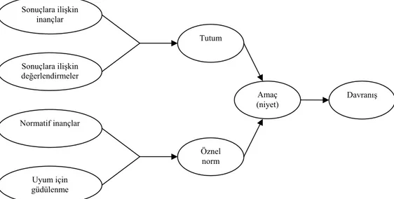 Şekil 1. Fishbein/Ajzen’in Kararlaştırılmış Hareket Kuramı (Gillmore,  Balassone, Richey, Baker ve Lowery, 1992) 