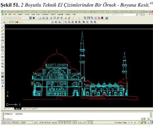 ġekil 52. Boyuna Kesit’in Bilgisayar Ortamında Ġki Boyutlu Çizimi. 42                                                  