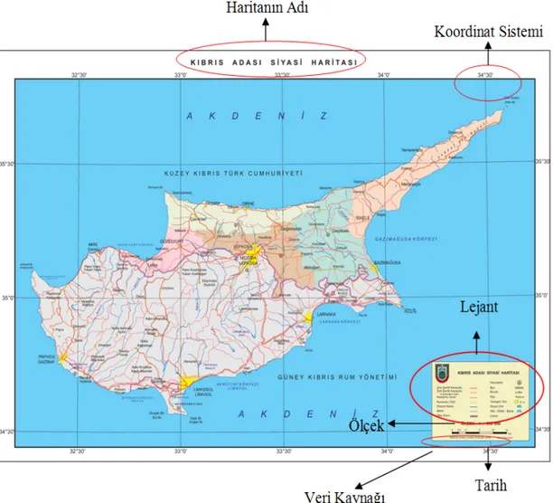 Şekil 2: Kıbrıs Adası Siyasi Haritası (www.hgk.msb.gov.tr) 