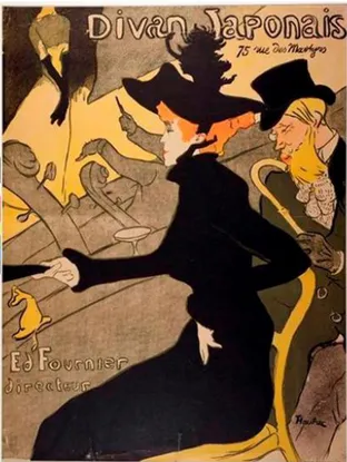 Şekil 13. Henri de Toulouse-Lautrec  .  “Divan Japonais” Posteri. 1893. 