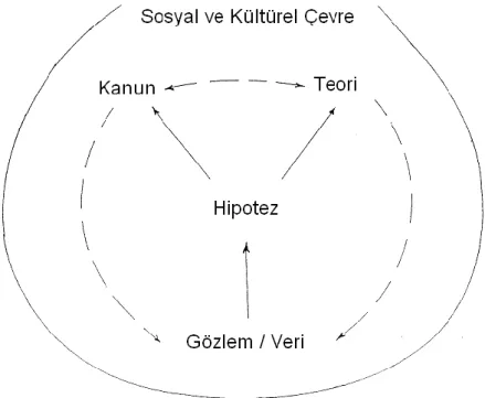 Şekil 2: Gözlem, hipotez, bilimsel teori ve kanun arasındaki ilişki (Lederman vd., 2002) 