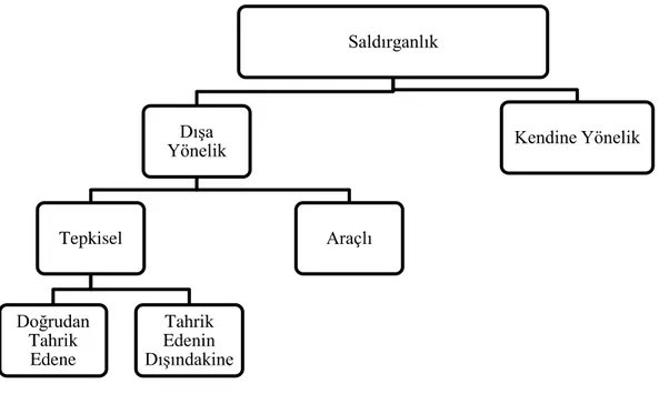 Şekil 7: Sporda Saldırganlığın Yönü (İkizler ve Karagözoğlu, 1997) Saldırganlık Dışa Yönelik Tepkisel Doğrudan Tahrik Edene Tahrik Edenin Dışındakine Araçlı  Kendine Yönelik 