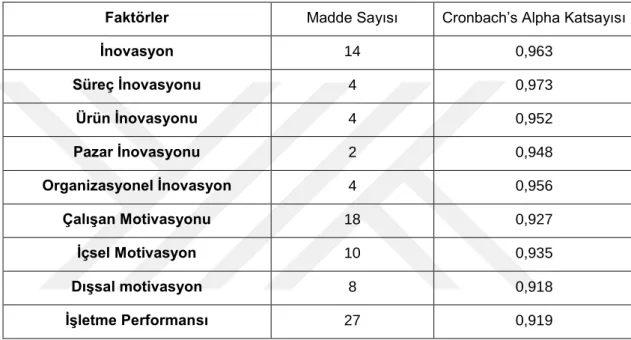 Tablo 5.6.  Güvenilirlik Analizi Sonuç Tablosu 