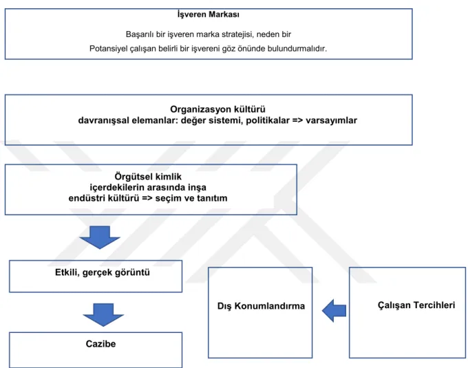 Şekil  8   işveren markasını  meydana  getiren  ve etkileyen  farklı  unsurları  ortaya  koymaktadır
