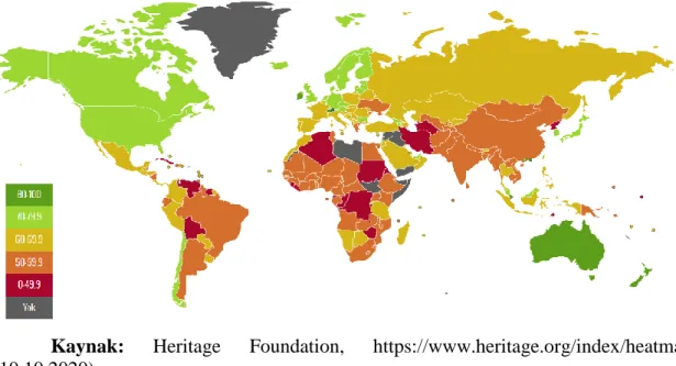 Şekil 1.5. Heritage Foundation Ekonomik Özgürlük Haritası                                                             