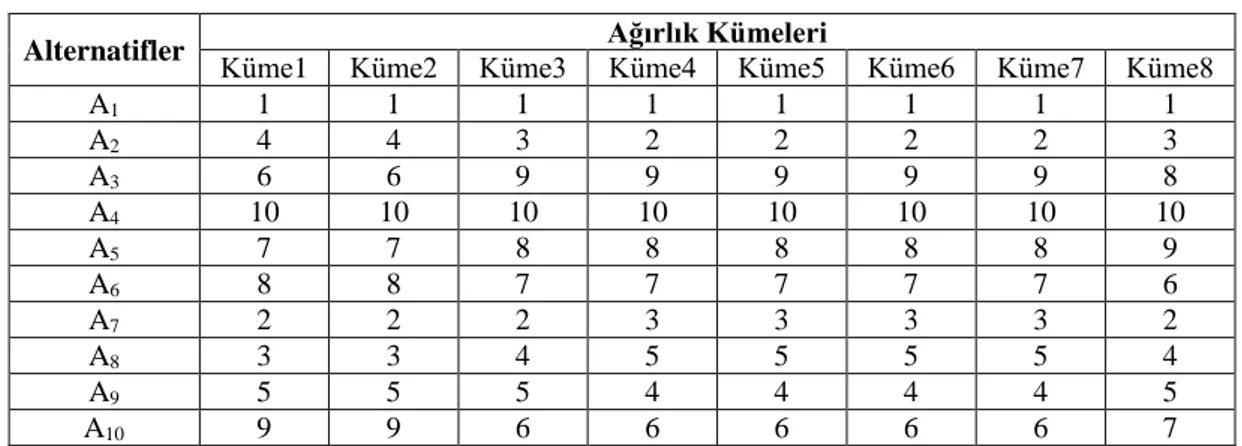 Tablo 21. TOPSIS Yönteminden Elde Edilen Alternatif Sıralamaları 