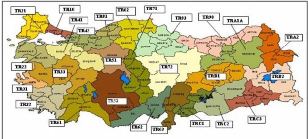 Şekil 7. Türkiye’ nin Düzey 2 Bölgeleri 