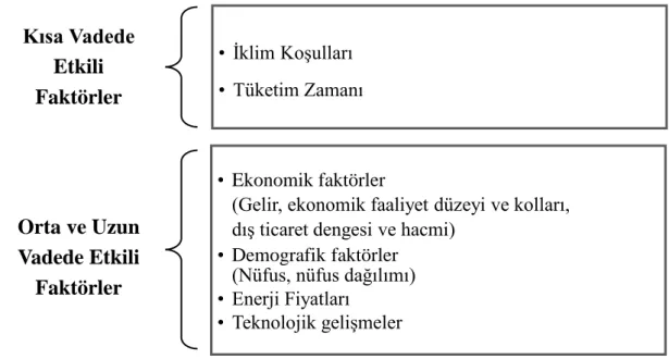 Şekil 1. Elektrik Talebini Etkileyen Faktörler 