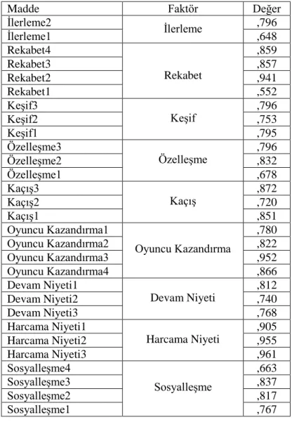Tablo 8: Standardize edilmiş Regresyon Ağırlıkları 